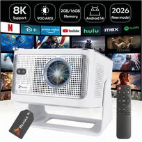 Projektorius LED, 900 ANSI, 8K/4K, 140", Android 14, WiFi 6, HDR10