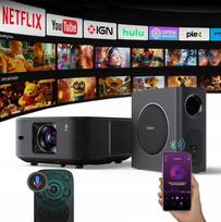 Išmanusis televizorius YABER K3 Pro 1600 ANSI, Google TV, su JBL žemų dažnių garsiakalbiu, Dolby