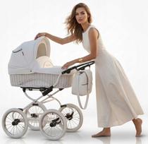 Vaikiška retro pintinė vežimėlio gondola Scarlett Baby Fashion White BW-1, 2 viename