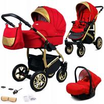 Vaikiškas vežimėlis 3in1 BabyLux GoldLux su lopšiu ir automobiline kėdute
