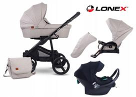Vežimėlis LONEX Soft+ 4in1, smėlio spalvos, su COSMO ir Avionaut Dock 2 baze