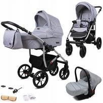 Vežimėlis 3 viename BabyLux Qbaro su lopšiu ir automobiline kėdute