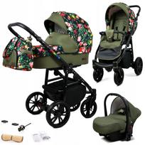 Vežimėlis 3in1 BabyLux Colorlux su lopšiu ir sportine dalimi, žalias