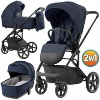 Vežimėlis Carrello 2in1 su lopšiu, dideliais ratais, 0–22 kg, su priedais