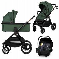 Vaikiškas vežimėlis Lionelo Layla Green Forest 3in1 su automobiline kėdute Lionelo Astrid i-Size