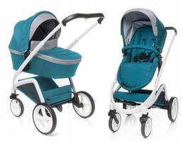 Vežimėlis 2in1 4Baby Cosmo su lopšiu ir sportine dalimi, tamsiai turkio spalvos