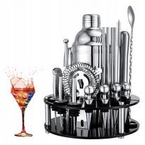 Kokteilių maišymo rinkinys BARTENDING SET PROFESSIONAL, 30 dalių, 750 ml plaktuvas su stovu