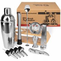 Kokteilių gaminimo rinkinys, 12 dalių: 750 ml plaktuvas, trintuvas, matuoklis, sietelis, stovas