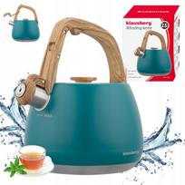 Virdulys su švilpuku KLAUSBERG KB-9040, 2,5 l, indukcinėms ir dujinėms viryklėms, žydros spalvos