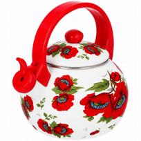 Emaliuotas virdulys Edenberg MAKI, 2,2 l, baltas/raudonas, plieninis