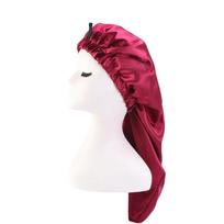 Satin Nightcap, Elastic Buckle Long Tube Hair Care Cap, Dual-Purpose Long Hair Cap, Shower Cap, Headscarf Hat One size bordinė