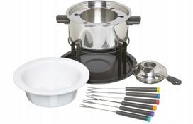 Fondiu rinkinys KitchenCraft 3 viename su spalvotais šakutėmis, sidabrinis