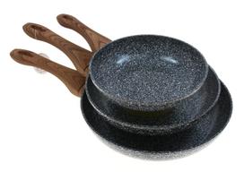 3 vnt. GRANITE indukcinės, dujinės, keraminės keptuvės