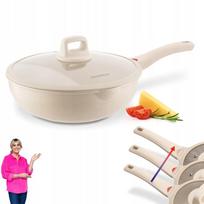 Wok keptuvė Konighoffer Creamy Marble, 30 cm, su dangčiu, tinka indukcijai ir dujinei viryklei