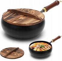Lietinis ketaus keptuvė su mediniu dangčiu, 24 cm, japoniška