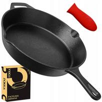 Ketaus grilinė keptuvė 31 cm, tinka židiniui, dujinėms ir indukcinėms viryklėms