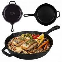 Ketaus keptuvė 26 cm, emaliuota, indukcinėms ir dujinėms viryklėms, juoda