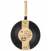 Ketaus WOK keptuvė su medine rankena LUDMIŁA 30 cm, tinka indukcijai ir dujoms