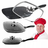28 cm aliuminė grilio keptuvė su Masterpan stikliniu dangčiu