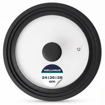 Universalus stiklinis WELLHAUS dangtis keptuvėms ir puodams, 24–28 cm