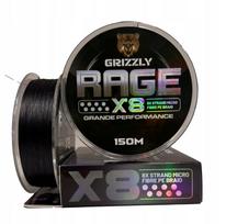Pintinė žvejybos gija GRIZZLY RAGE, juoda, 8 gijų, 0,20 mm, 150 m, 33,4 kg