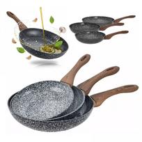 Keraminės keptuvės rinkinys 20/24/28 cm, tinkamos dujinėms ir indukcinėms viryklėms, Granite