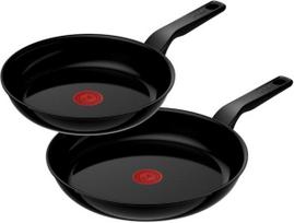 Keraminės keptuvės Tefal RENEW BLACK, 28 cm ir 24 cm, be riebalų kepimui