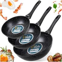 Keptuvių rinkinys GRANITe, 20, 24, 28 cm, tinka dujinėms ir indukcinėms viryklėms, VILDE