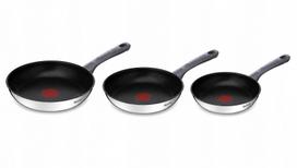 Nerūdijančio plieno keptuvių rinkinys TEFAL Daily Cook 20/24/26 cm, nelimpantis, indukcinėms viryklėms