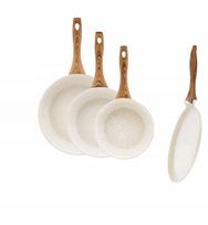 Keptuvių rinkinys AMBITION Nature, 20, 24, 28 cm + blynų keptuvė 28 cm, indukcinės, kreminės spalvos