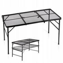 Sulankstomas turistinis aliuminis stalas, juodas, 120x60 cm, 2-in-1
