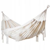 Dvigubas stiprus hamakas sodui, boho stiliaus, MACRAME MIDAS 2, 160x220 cm, ecru spalvos