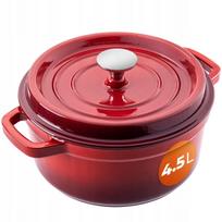 Ketaus puodas su dangčiu, 4,5 l, emaliuotas, 23 cm, tinka indukcijai, dujinėms ir orkaitėms