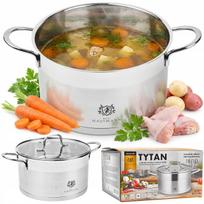 Plieninis puodas indukcinei viryklei su dangčiu, 7,6 l, 26 cm