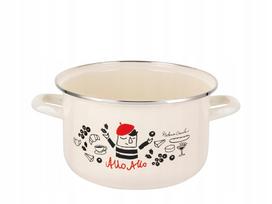 Emaliuotas puodas Emalia Pleszew Allo, 18 cm, 3 l, baltas, tinka indukcijai
