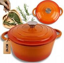 Emaliuotas ketaus puodas 24 cm, oranžinis, HAGE