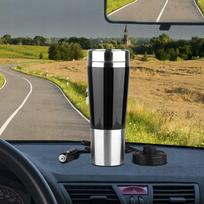 Nešiojamas 12V automobilinis virdulys, nerūdijančio plieno, 450 ml, juodas