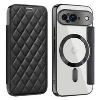 Google Pixel 7a/8a/9/9 Pro/9 Pro XL/10/10 Pro/10 Pro XL .Yadun mažos prabangos odinis dėklas - RFID blokuojantys kortelių skyriai ir palaikomas belaidis įkrovimas Google Pixel 7a juoda