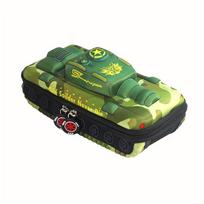 1Pc Personalized Tank - Shaped Pencil Case - Creative Large - Capacity Cartoon Design, Multifunctional Stationery Box for Primary School Students žalia