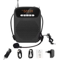 15W Nešiojamas Balso Stiprintuvas Laidinis Mikrofonas FM Radijas AUX Garso Įrašymas Bluetooth Garsiakalbis Megafonas Mokytojams S278 EU Plug juoda