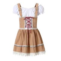 Adult Women's Oktoberfest Costume Carnival Party Women's Beer Costume Dress Set M beige