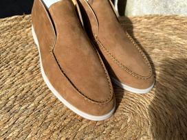 Spring and Autumn New British Men's Leather Loafers High Top Suede Single Shoes One Pedal Casual Light Doudou Shoes 42 kupranugaris