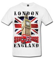 Big Ben London Mens T-shirt Red Bus UK England Souvenir Union jack T-shirt Top 3XL