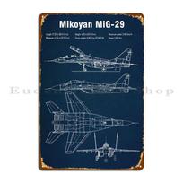 Mikoyan Mig29 Metal Signs Wall Mural Party Wall Pub Designer Wall Cave Tin Sign Poster 20x30cm（7.8x11.8inch）