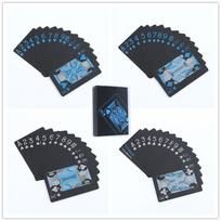 1Set Waterproof Pure Black Plastic Poker Board Game Cards PVC Magic Playing Cards Playing Cards mėlyna