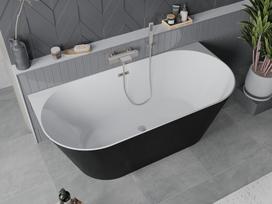 Mexen Oval Slim laisvai stovinti prie sienos vonia 170 x 80 cm, balta/juoda, šlifuoto nikelio perpylimas - 52661708075-97