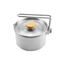 1L Camping Pot Cookware 304 Stainless Steel Outdoor Camping Kettle Backpacking Picnic Cooking Bento Box with Foldable Handle