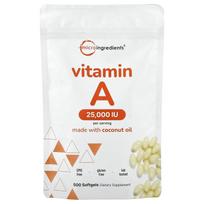 Micro Ingredients, Vitamin A, 25,000 IU, 500 Softgels