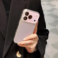 Luxury Candy Color Lychee Leather Case for iPhone 17 16 15 14 13 Pro Max Matte Shockproof Hybrid Glass Camera Protection Cover iPhone17 violetinė