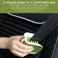 Car Seat Belt Cleaning Brush Automotive Safe Belt Washing Tool Double Sided U Type Car Interior Openable Cleaning Brush žalia